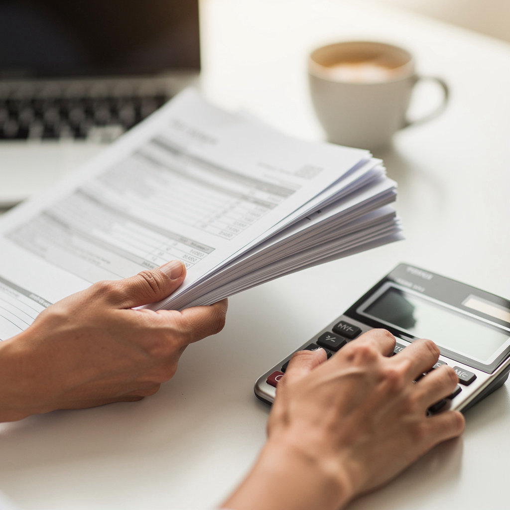 Nguyen Nam Tax Services professional tax documents and calculator on desk in San Diego office